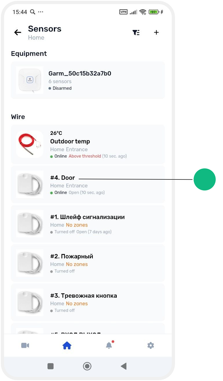 How to add a wired sensor in the app
